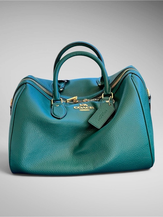 Coach Handbags - Coach Rowan Large Satchel Emerald Green Pebble Leather Gold Hardware NWT